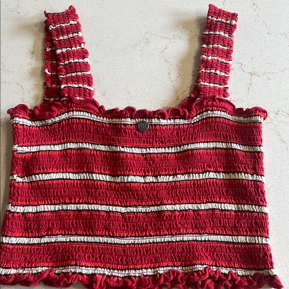 Billabong Women's Red Striped Top - Picture 2 of 3